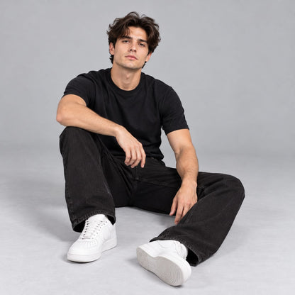 Wide leg black jeans