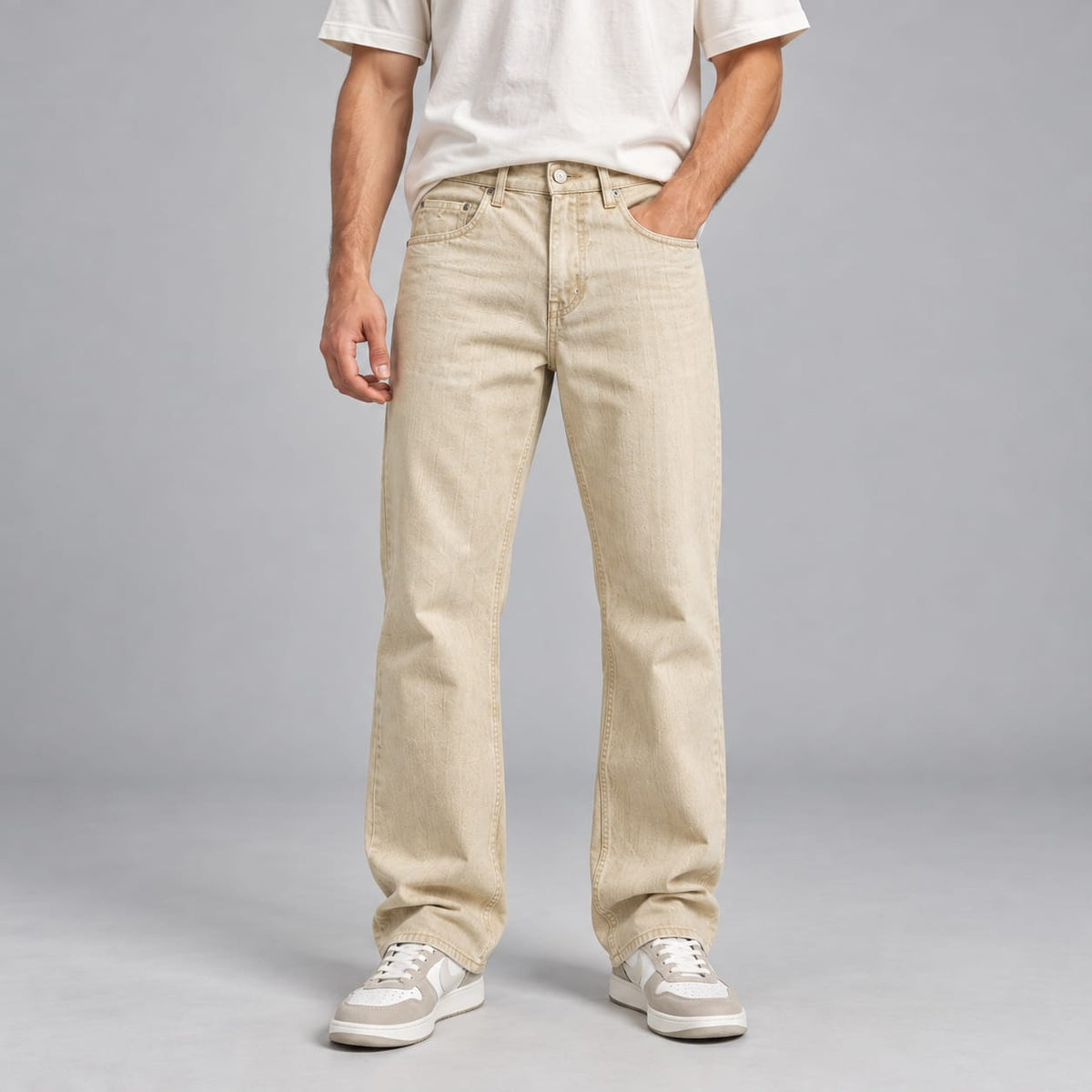 Wide leg beige jeans