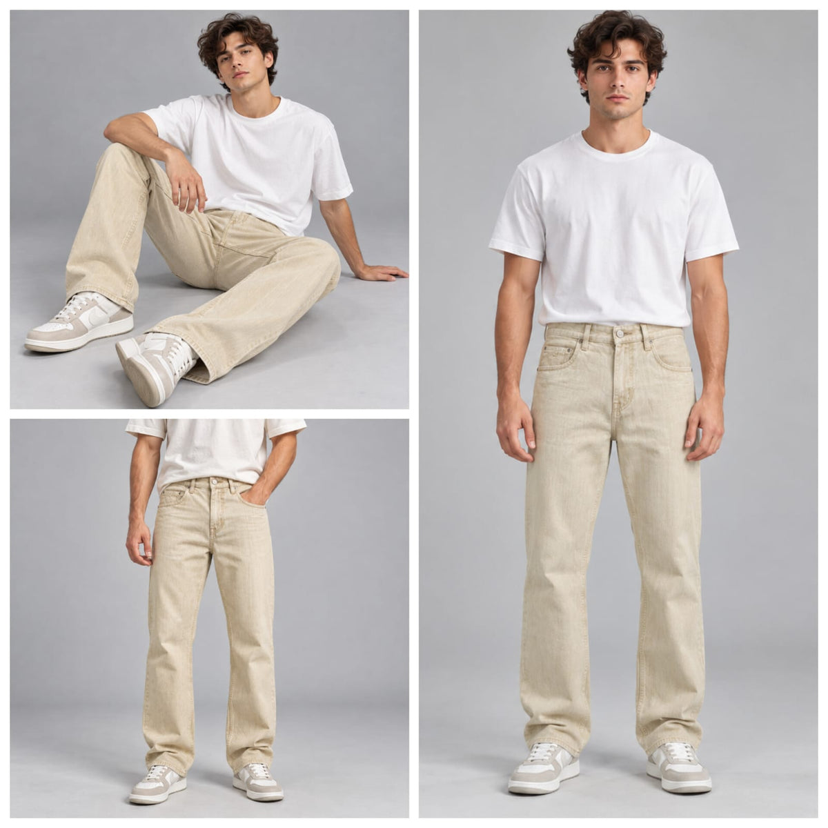 Wide leg beige jeans