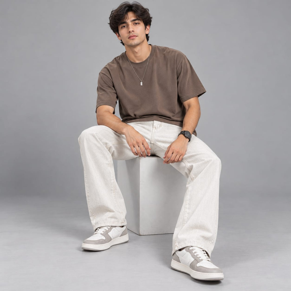 Wide leg pure white jeans