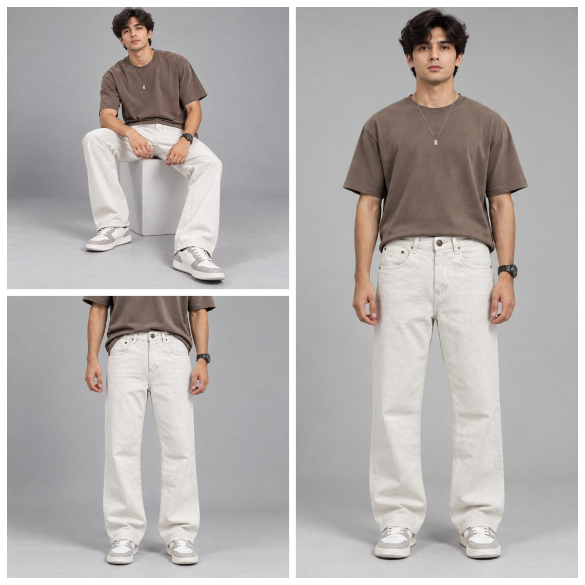 Wide leg pure white jeans