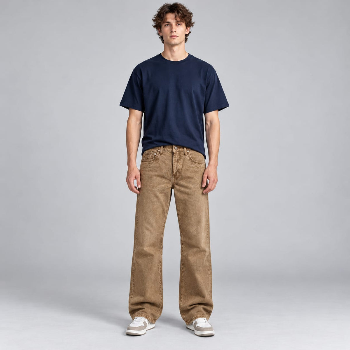 Wide leg brown jeans