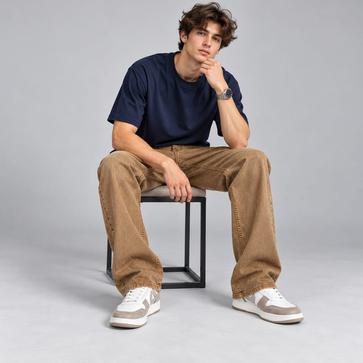 Wide leg brown jeans