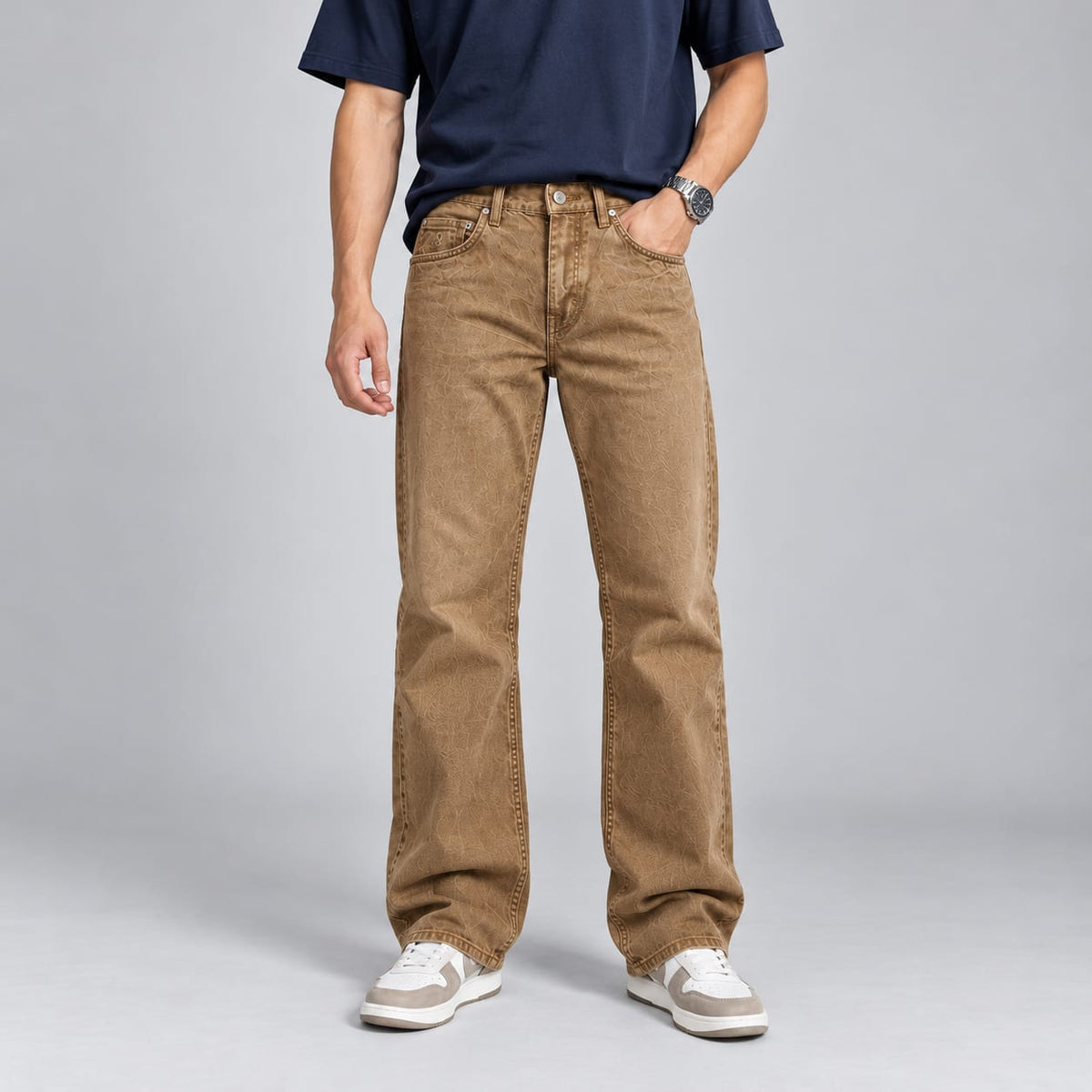 Wide leg brown jeans