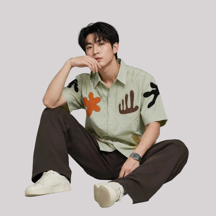 Boxy Fit Designer Beige Shirt - BE18 men's shirt