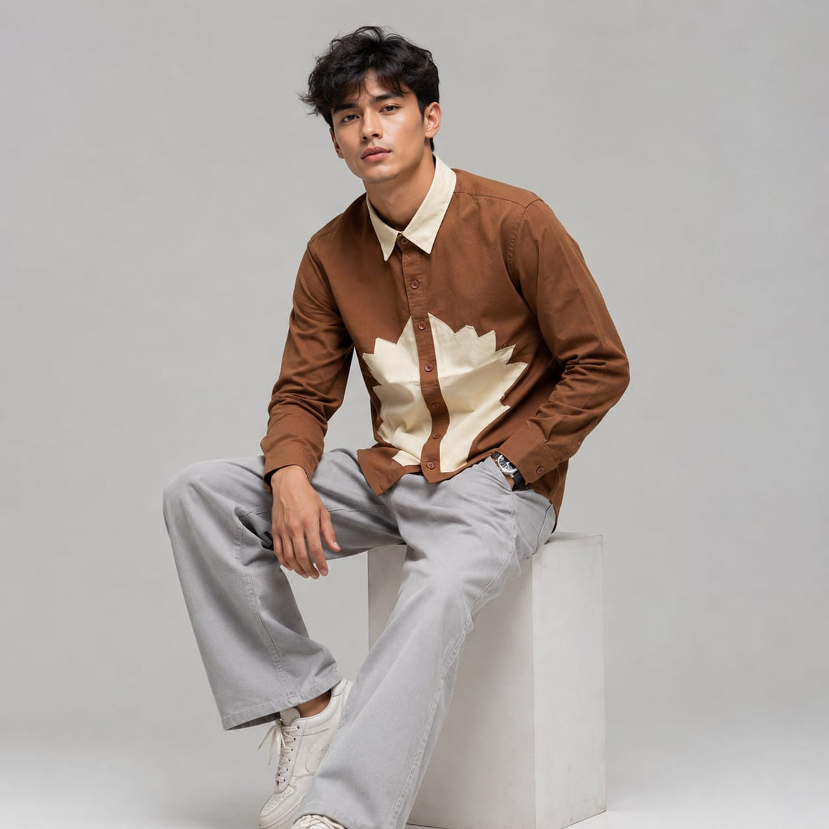 Korean Fit Patch Shirt - BE18 men's shirt