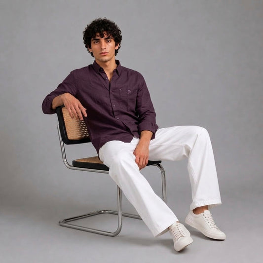 Linen blend regular fit shirt