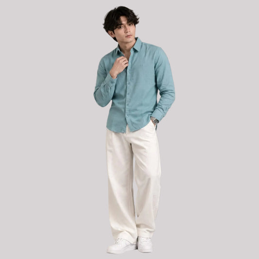 Linen blend regular fit shirt