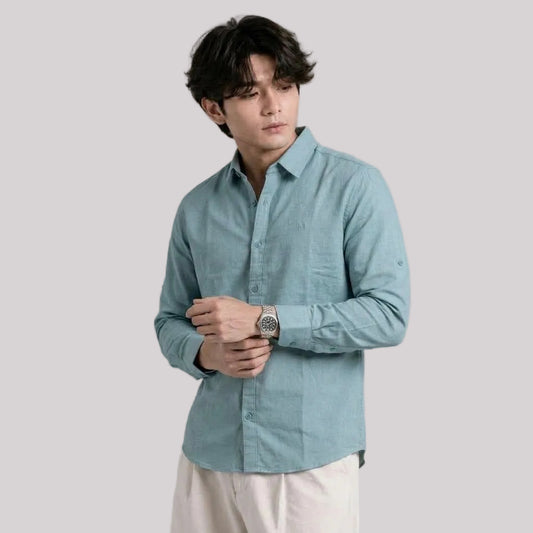 Linen blend regular fit shirt