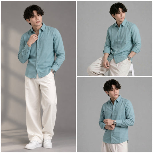 Linen blend regular fit shirt