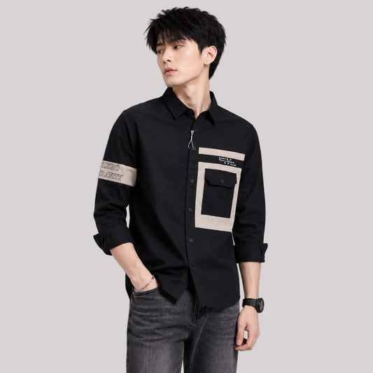 Single pocket black designer shirt