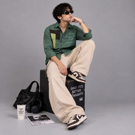 Oxford patch bottle green shirt