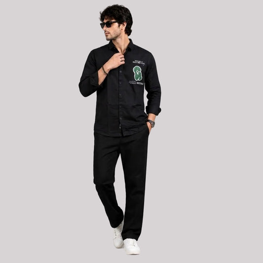 Imported Korean black shirt with patch