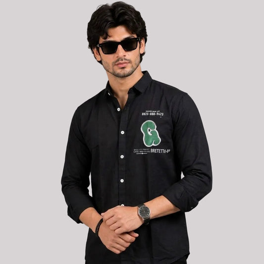 Imported Korean black shirt with patch