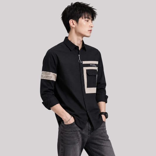 Single pocket black designer shirt