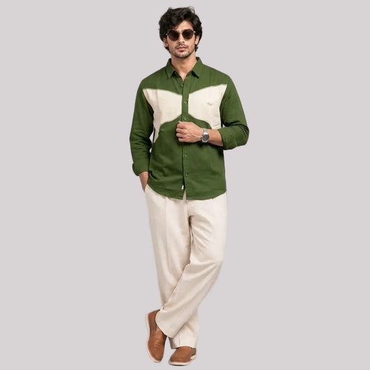 Designer patch contract collar shirt