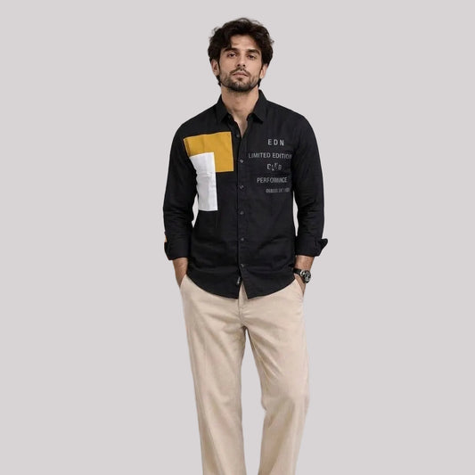 Oxford patch black shirt