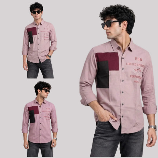 Oxford baby pink patch shirt