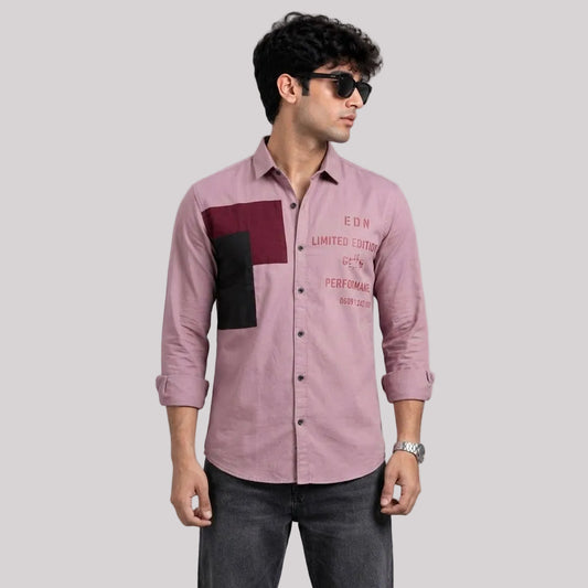 Oxford baby pink patch shirt