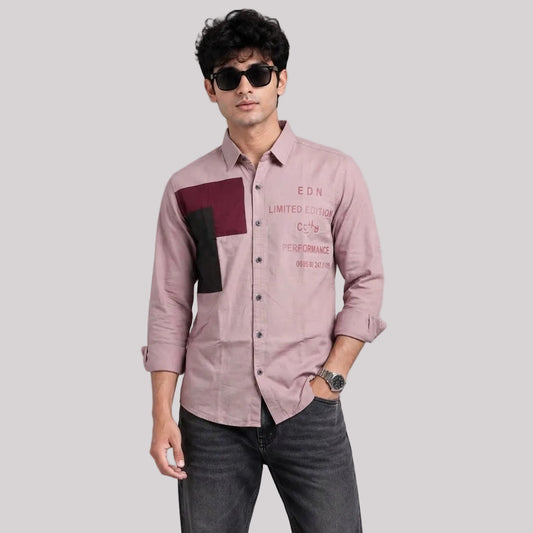 Oxford baby pink patch shirt