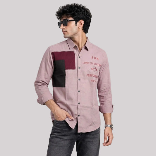 Oxford baby pink patch shirt