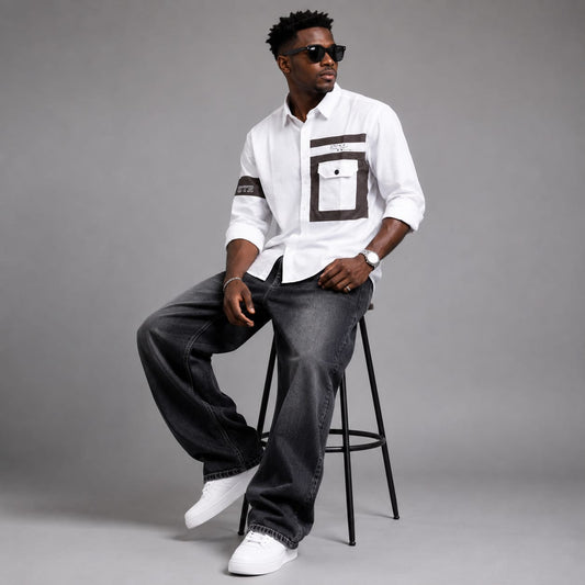 Single pocket white designer shirt