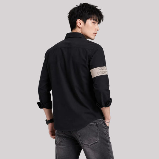 Single pocket black designer shirt