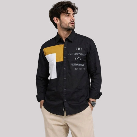 Oxford patch black shirt
