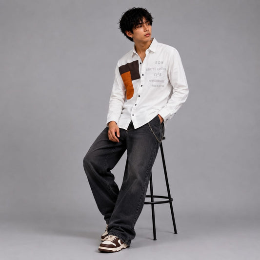 Oxford patch white shirt