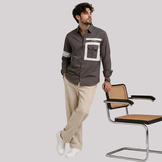 Single pocket designer shirt