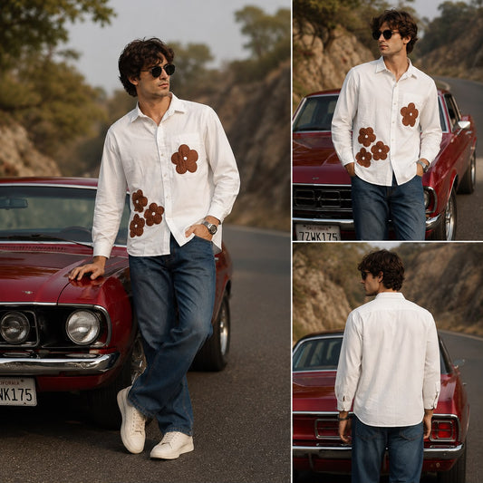 Designer cotton linen shirt